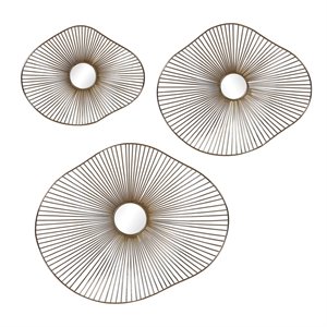 Uttermost Avarie Contemporary Metal and Glass Wall Art in Gold (Set of 3)