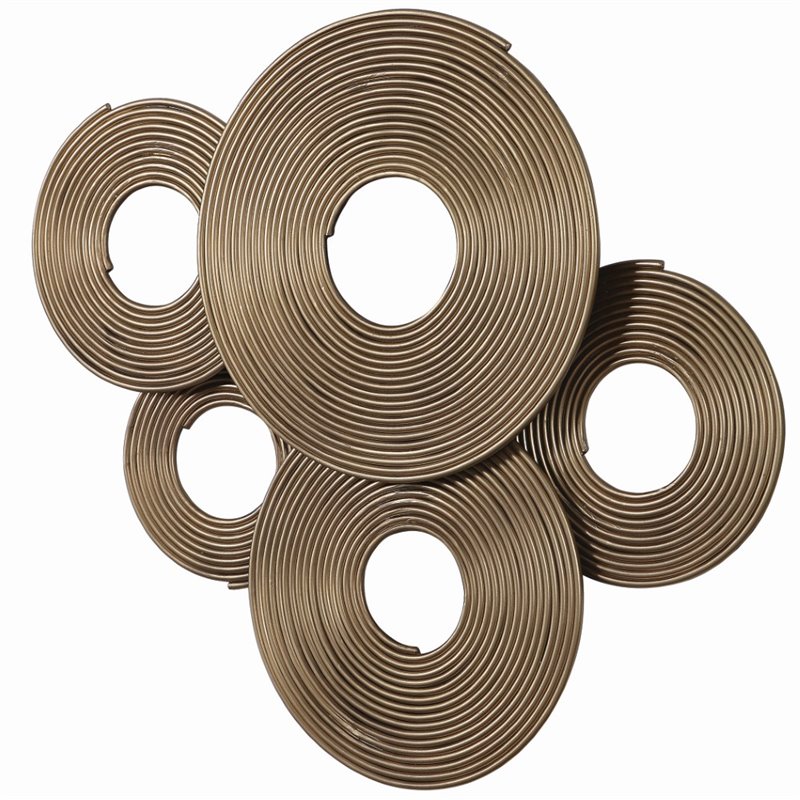 Uttermost Ahmet Contemporary Iron Metal Rings Wall Decor in Soft Gold