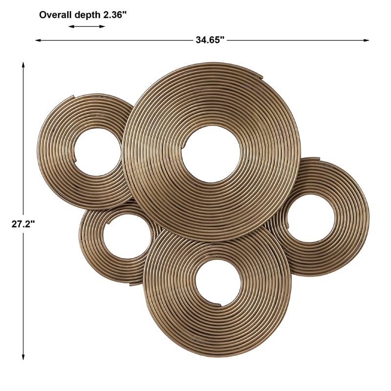 Uttermost Ahmet Contemporary Iron Metal Rings Wall Decor in Soft Gold