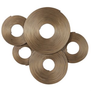 Uttermost Ahmet Contemporary Iron Metal Rings Wall Decor in Soft Gold