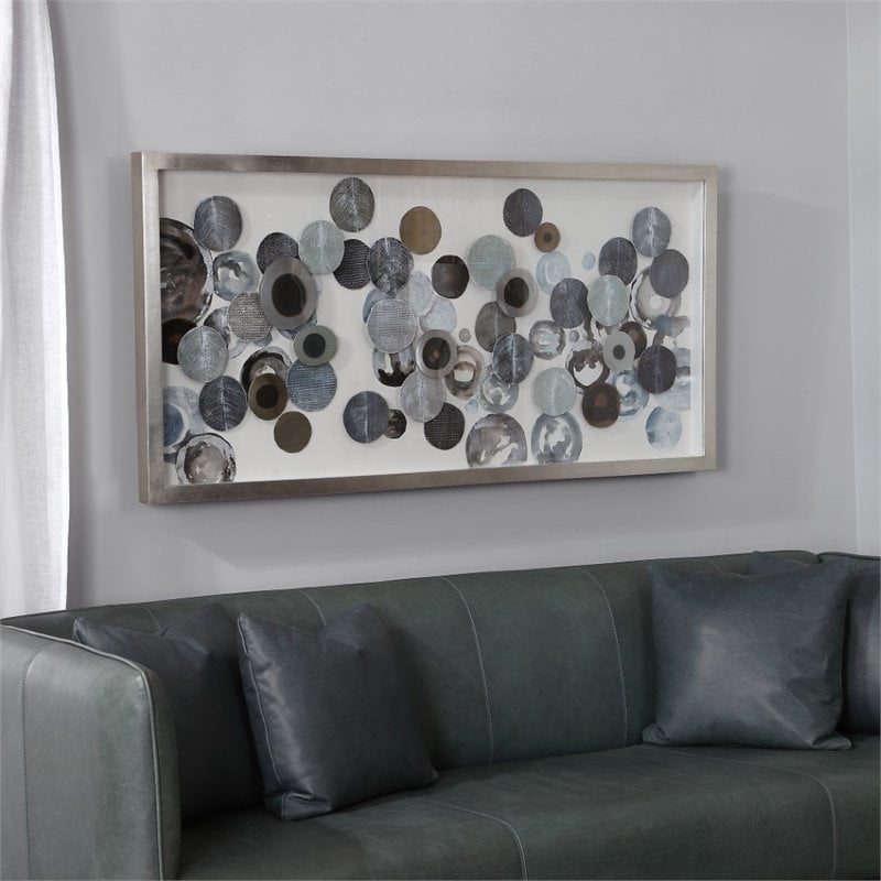 Uttermost Kella Coastal Wood Glass and Iron Shadow Box in Multi-Color