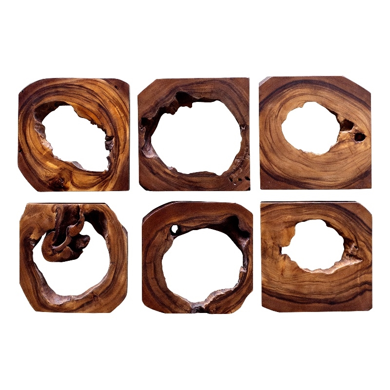 Uttermost Adlai Contemporary Wood Wall Art in Coffee Brown (Set of 6)