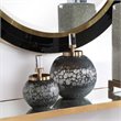 Uttermost Cessair Iron Glass and Crystal Art Bottles in Blue Gray (Set of 2)