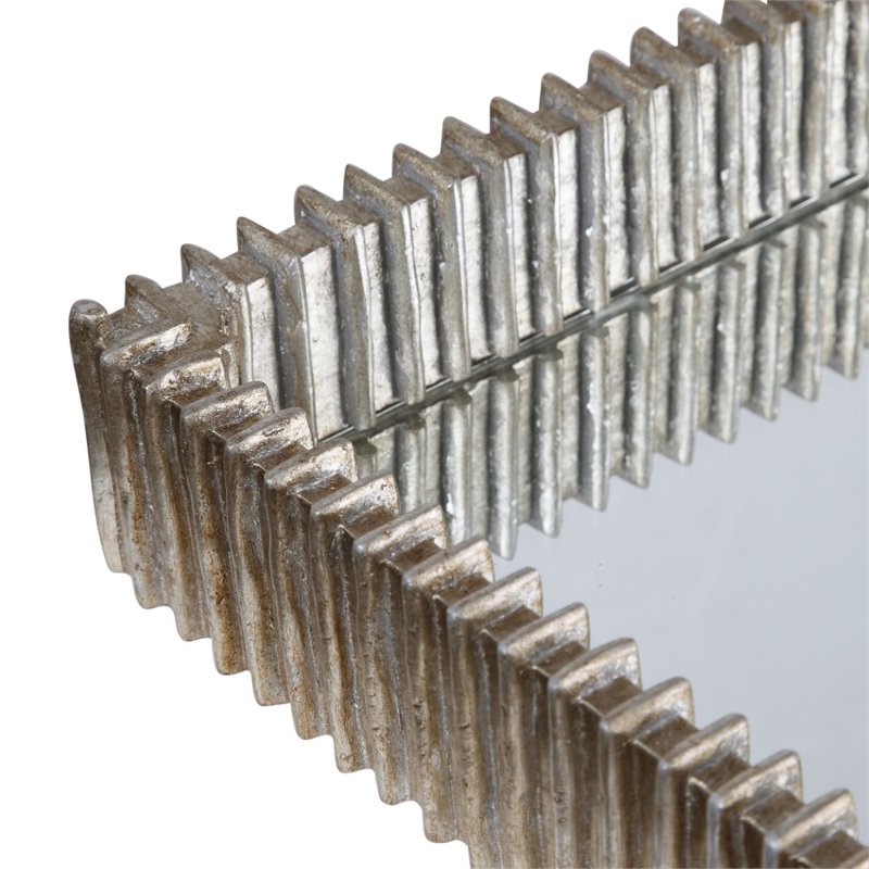 Uttermost Talmage Polyresin and MDF Wood Mirrored Tray in Silver Leaf