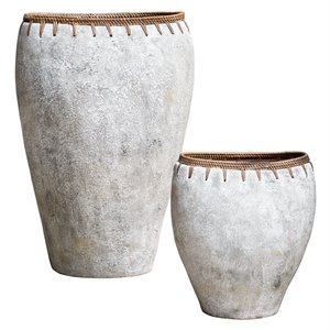 uttermost dua terracotta vase in natural stone (set of 2)