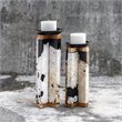 Uttermost Illini Wood Stone and Resin Candleholder in White and Black (Set of 2)
