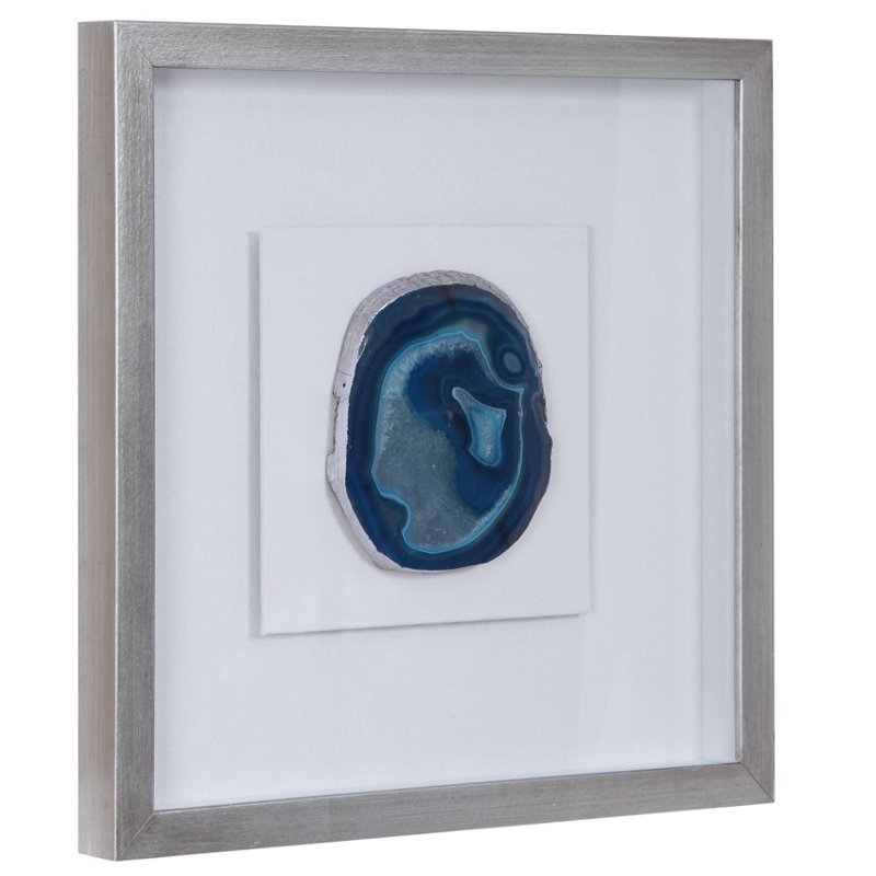 Uttermost Kalia Coastal Agate Stone Glass and Fabric Shadow Box in Blue