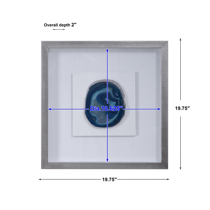 Uttermost Kalia Coastal Agate Stone Glass and Fabric Shadow Box in Blue