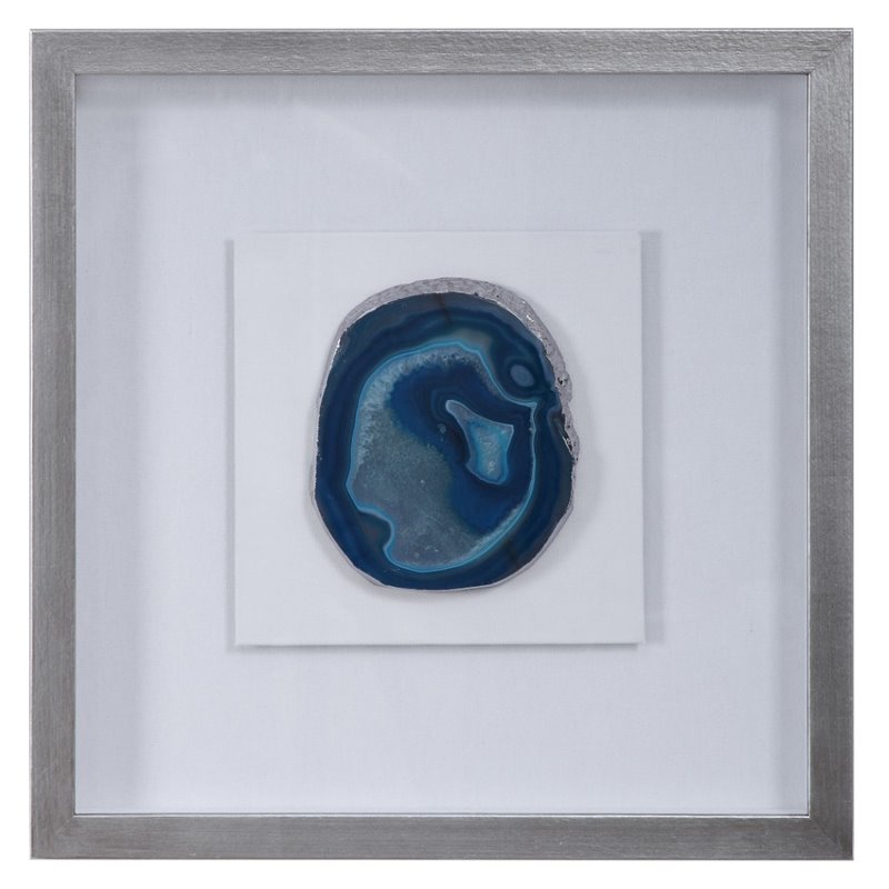 Uttermost Kalia Coastal Agate Stone Glass and Fabric Shadow Box in Blue