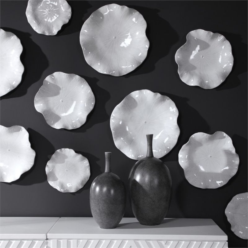 Uttermost Abella Coastal Ceramic Wall Decor in White (Set of 3)