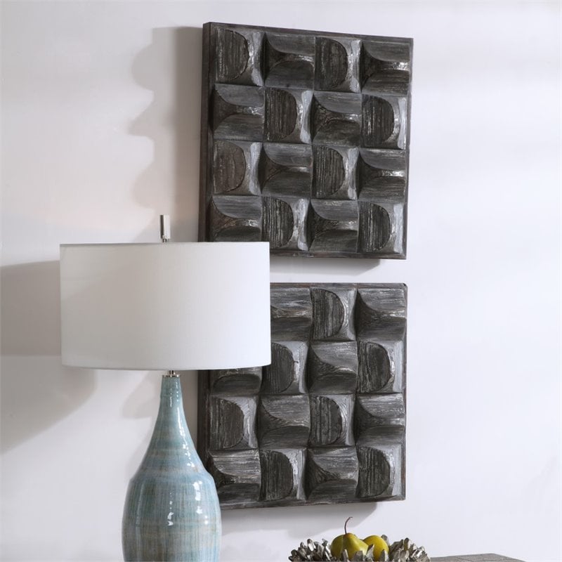 Uttermost Pickford Farmhouse Fir Wood and MDF Wall Decor in Aged Gray
