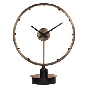 uttermost davy modern table clock in antique brushed brass