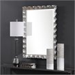 Uttermost Haya Iron Metal and MDF Wood Vanity Mirror in Silver Leaf