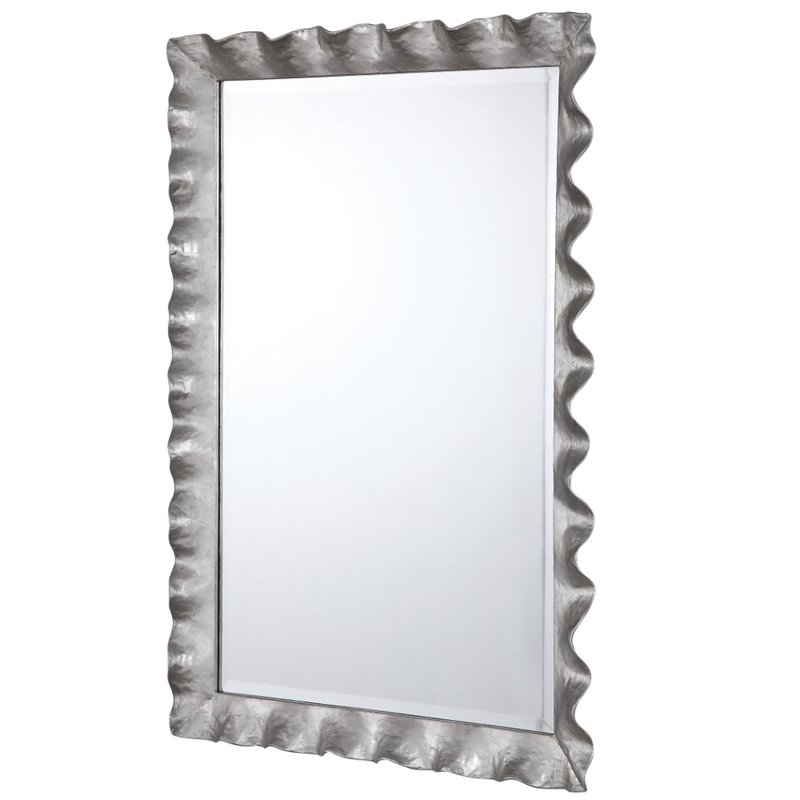 Uttermost Haya Iron Metal and MDF Wood Vanity Mirror in Silver Leaf