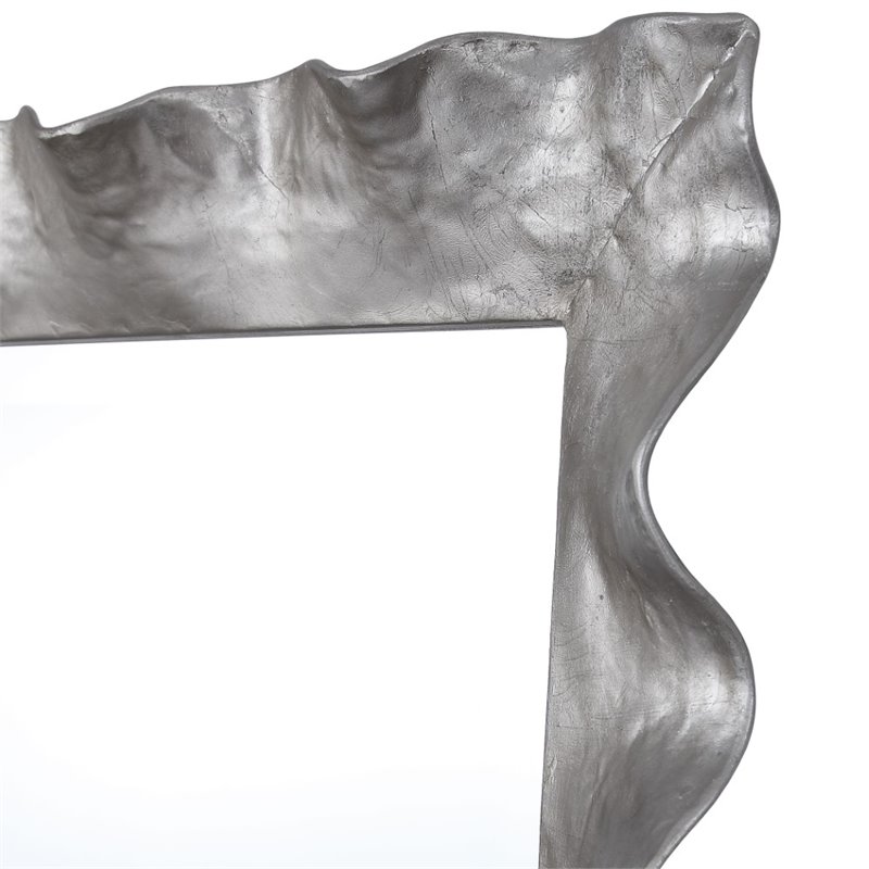 Uttermost Haya Iron Metal and MDF Wood Vanity Mirror in Silver Leaf