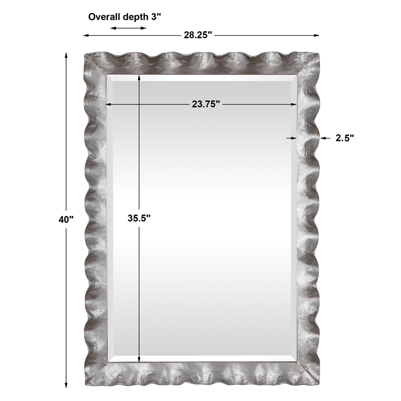 Uttermost Haya Iron Metal and MDF Wood Vanity Mirror in Silver Leaf