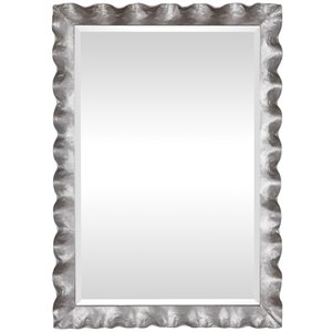 Uttermost Haya Iron Metal and MDF Wood Vanity Mirror in Silver Leaf
