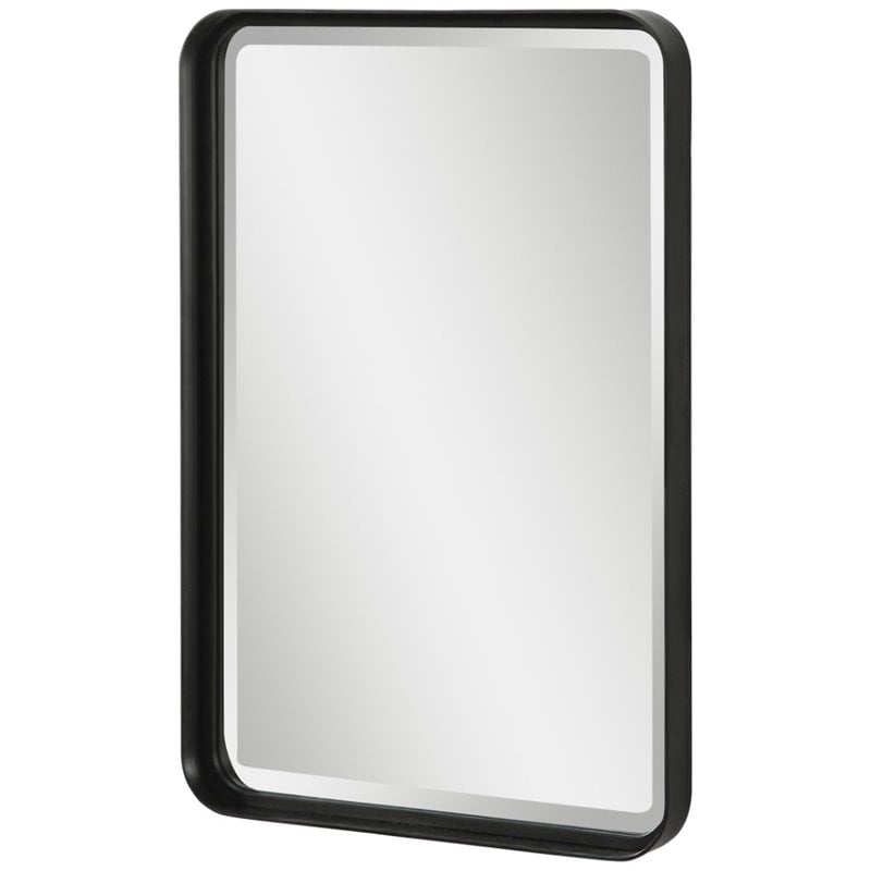 Uttermost Croften Iron and MDF Wood Vanity Mirror in Matte Black