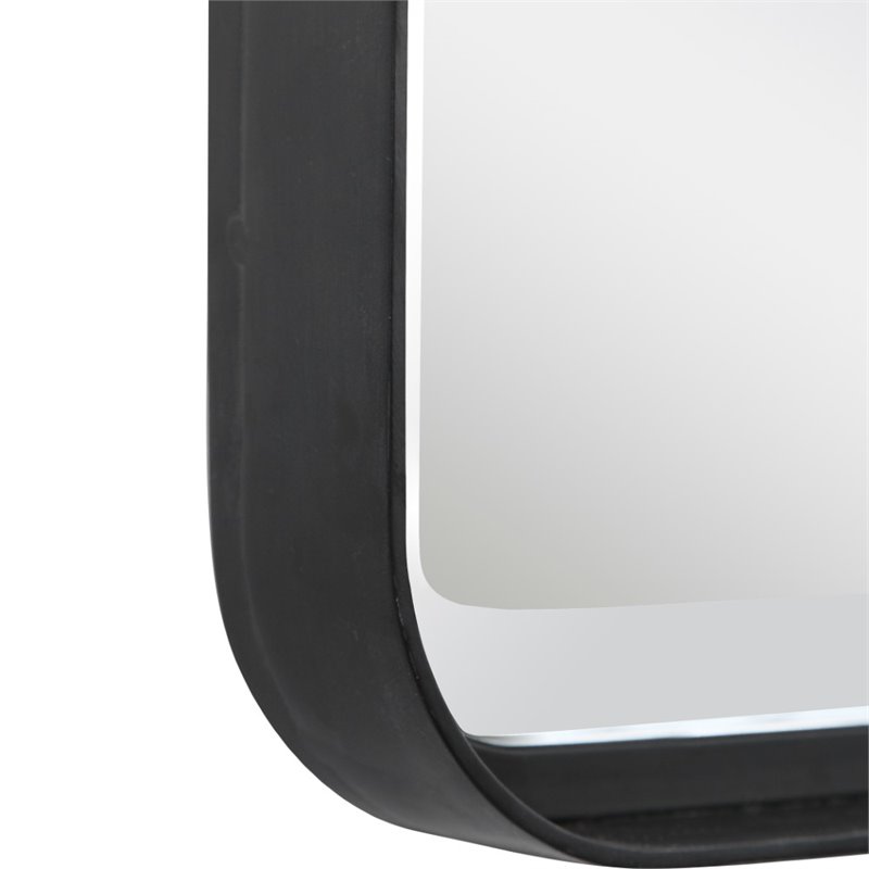 Uttermost Croften Iron and MDF Wood Vanity Mirror in Matte Black