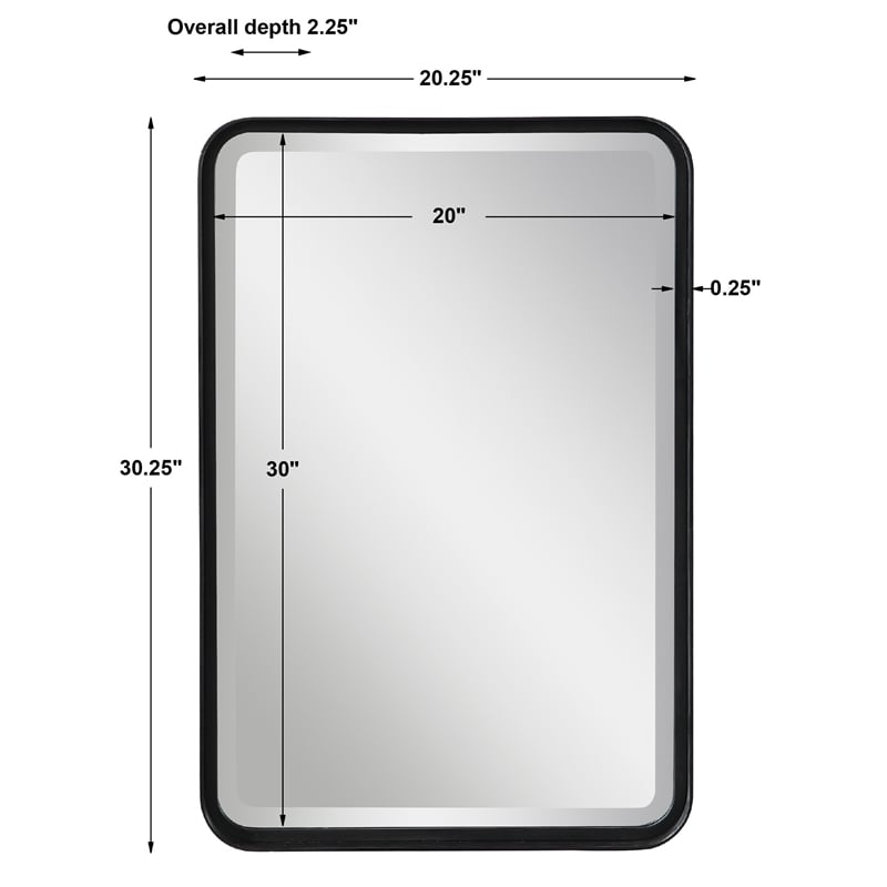 Uttermost Croften Iron and MDF Wood Vanity Mirror in Matte Black