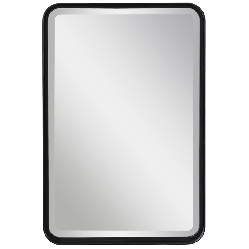 Uttermost Croften Iron and MDF Wood Vanity Mirror in Matte Black