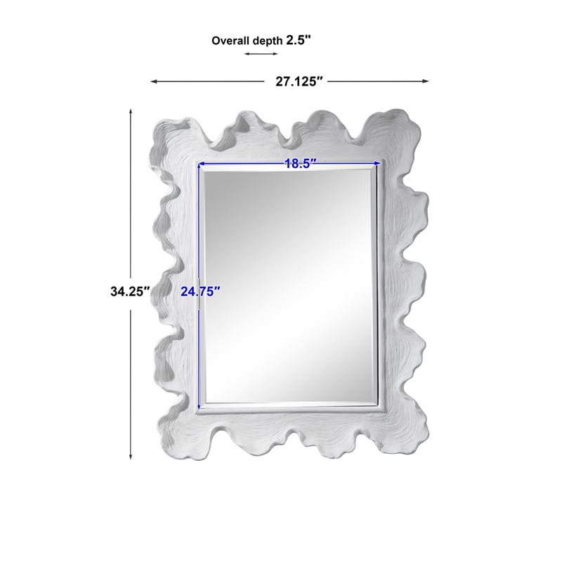 Uttermost Sea Coral Coastal Glass and Resin Mirror in Matte White