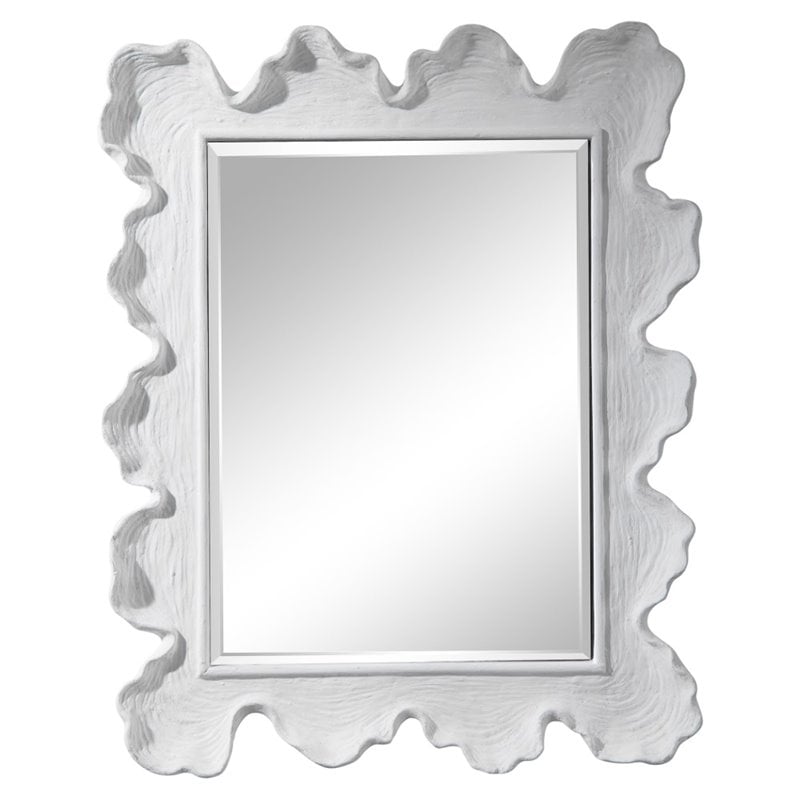 Uttermost Sea Coral Coastal Glass and Resin Mirror in Matte White