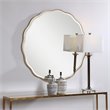 Uttermost Aneta Round MDF Wood and Glass Mirror in Aged Gold