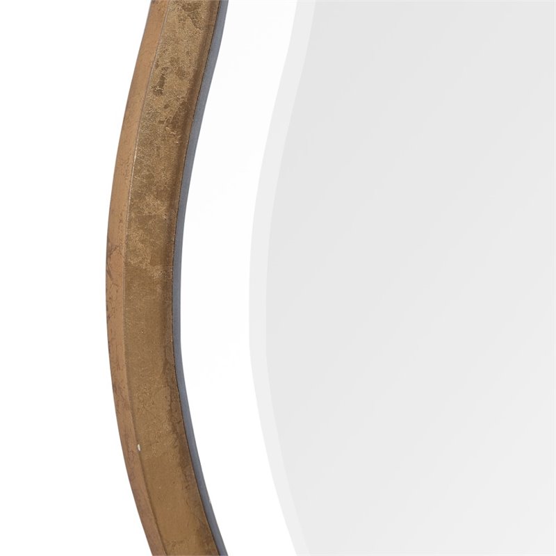 Uttermost Aneta Round MDF Wood and Glass Mirror in Aged Gold