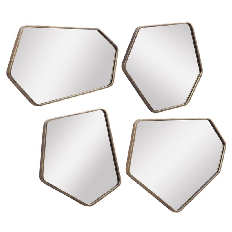 Uttermost Linneah Contemporary Metal MDF Glass Mirror in Aged Gold (Set of 4)