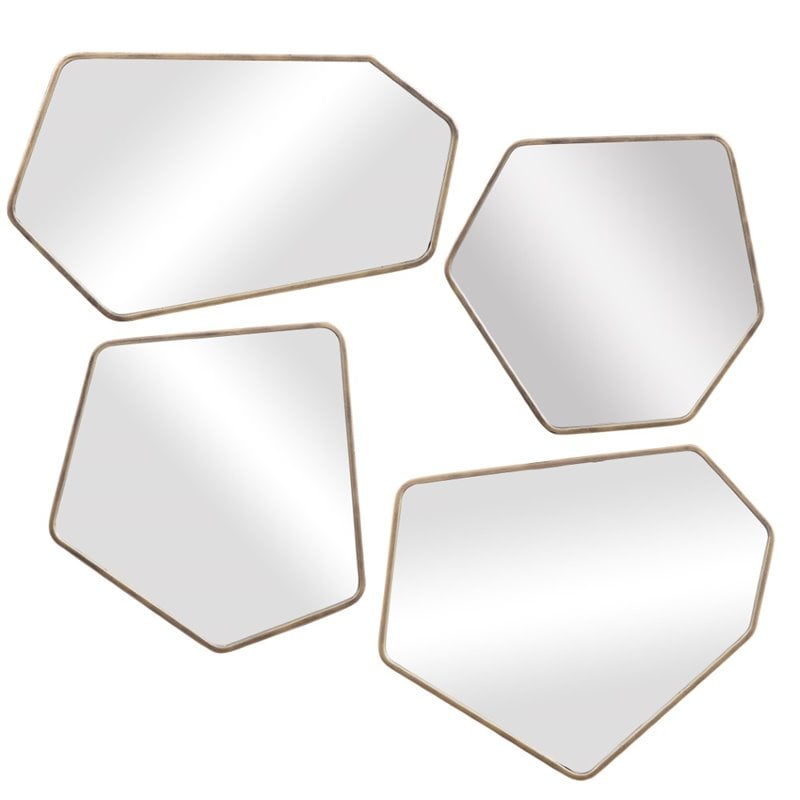 Uttermost Linneah Contemporary Metal MDF Glass Mirror in Aged Gold (Set of 4)