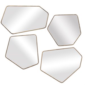 Uttermost Linneah Contemporary Metal MDF Glass Mirror in Aged Gold (Set of 4)