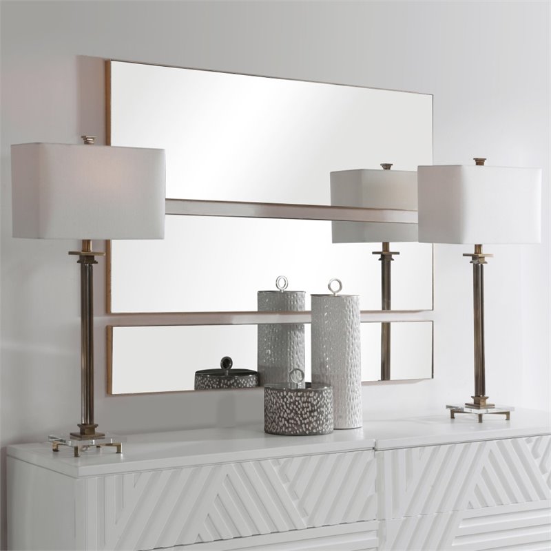 Uttermost Rowling Modern Metal MDF and Glass Mirror in Gold Leaf (Set of 3)