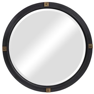 uttermost tull industrial round mirror in dark bronze