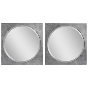 uttermost aletris modern square mirror in silver leaf (set of 2)