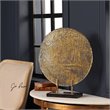Uttermost Layan Coastal Marble and Steel Art Glass Charger in Gold/Black