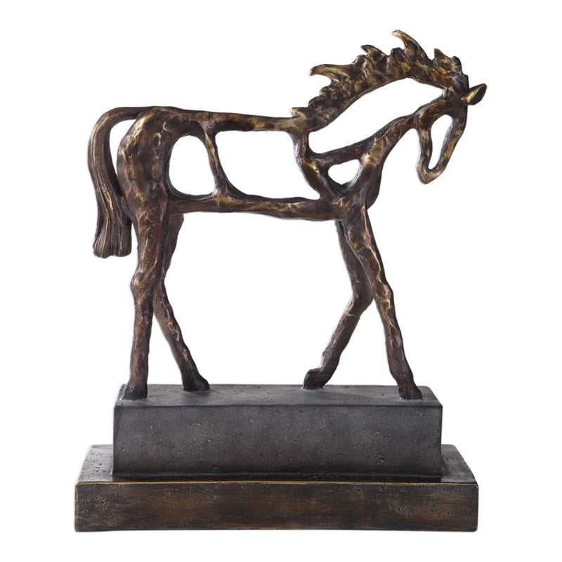 Uttermost Titan Farmhouse Polyresin Horse Sculpture in Antique Bronze