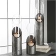 Uttermost Karter Iron and Glass Candleholder in Raw Iron Gray (Set of 3)