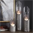 Uttermost Karter Iron and Glass Candleholder in Raw Iron Gray (Set of 3)