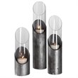 Uttermost Karter Iron and Glass Candleholder in Raw Iron Gray (Set of 3)
