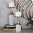 Uttermost Castiel Steel and Marble Candleholder in Antique Brass (Set of 2)