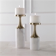 Uttermost Castiel Steel and Marble Candleholder in Antique Brass (Set of 2)