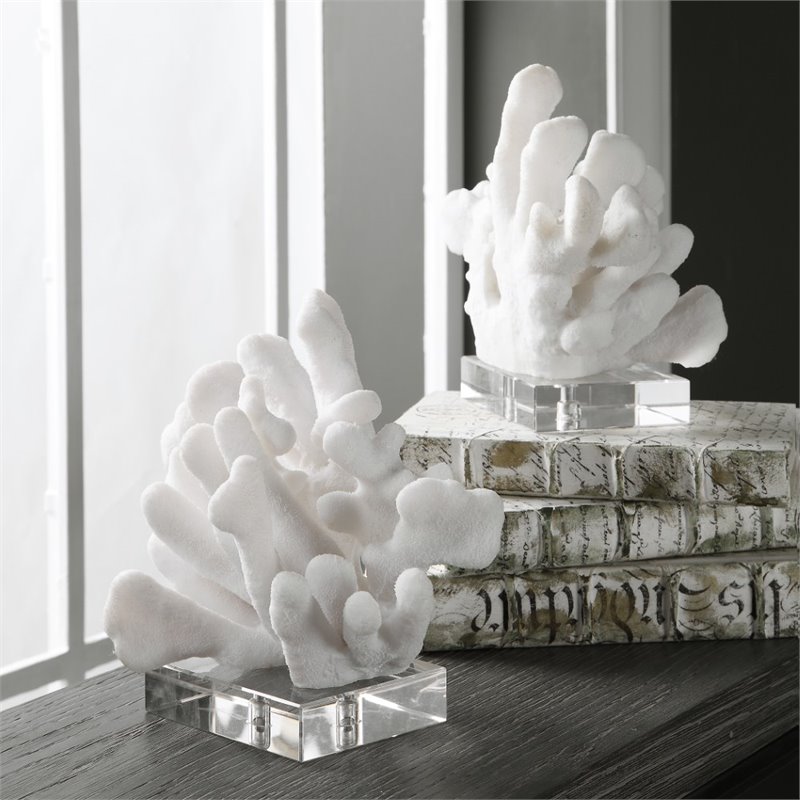 Uttermost Charbel Coastal Resin and Crystal Bookend in White (Set of 2)
