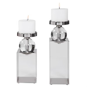 uttermost lucian candleholder in polished nickel (set of 2)