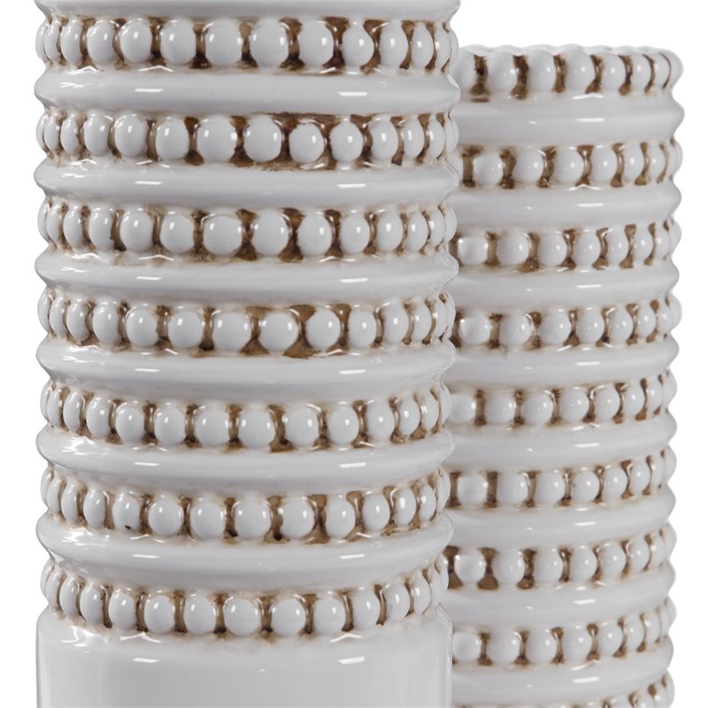 Uttermost Angelou Coastal Style Ceramic Vase in White (Set of 2)