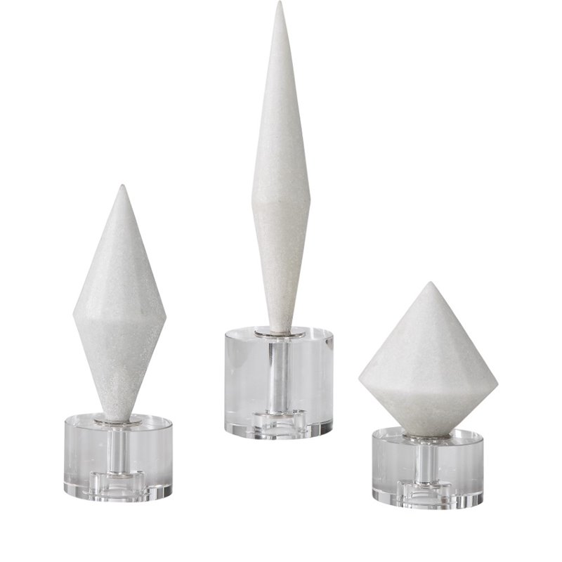 Uttermost Alize Coastal Stone and Crystal Sculpture in White (Set of 3)
