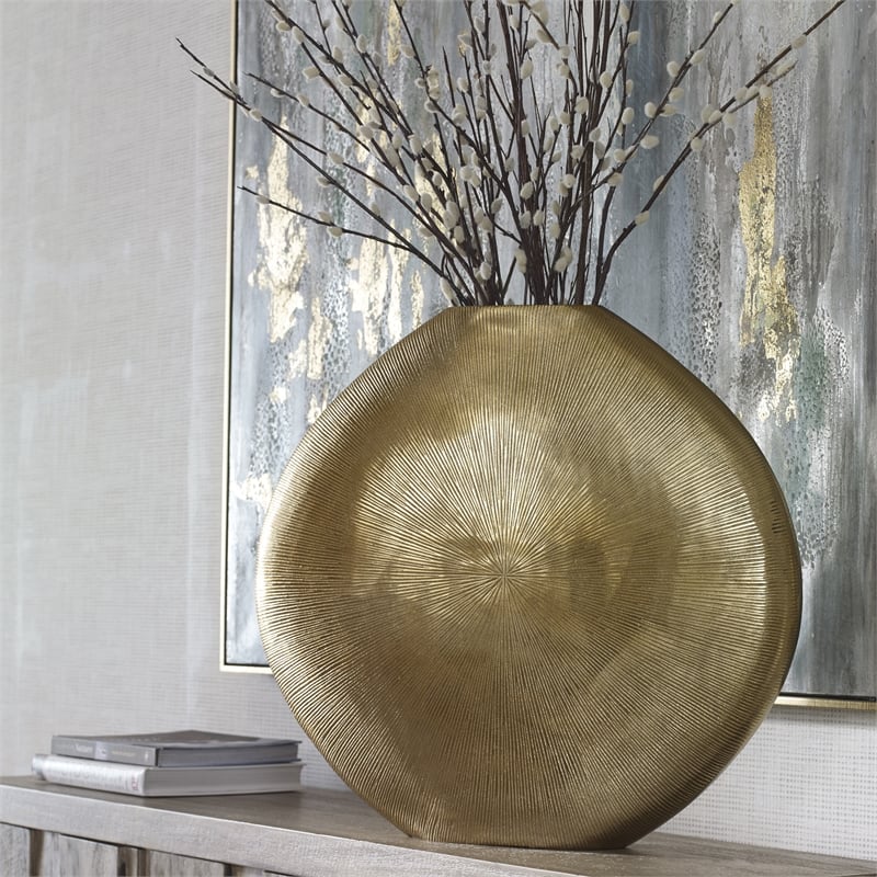 Uttermost Gretchen Contemporary Aluminum Vase in Gold Finish