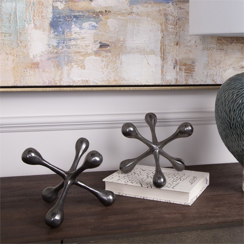 Uttermost Harlan Contemporary Aluminum Objects in Black Nickel/Gray (Set of 2)