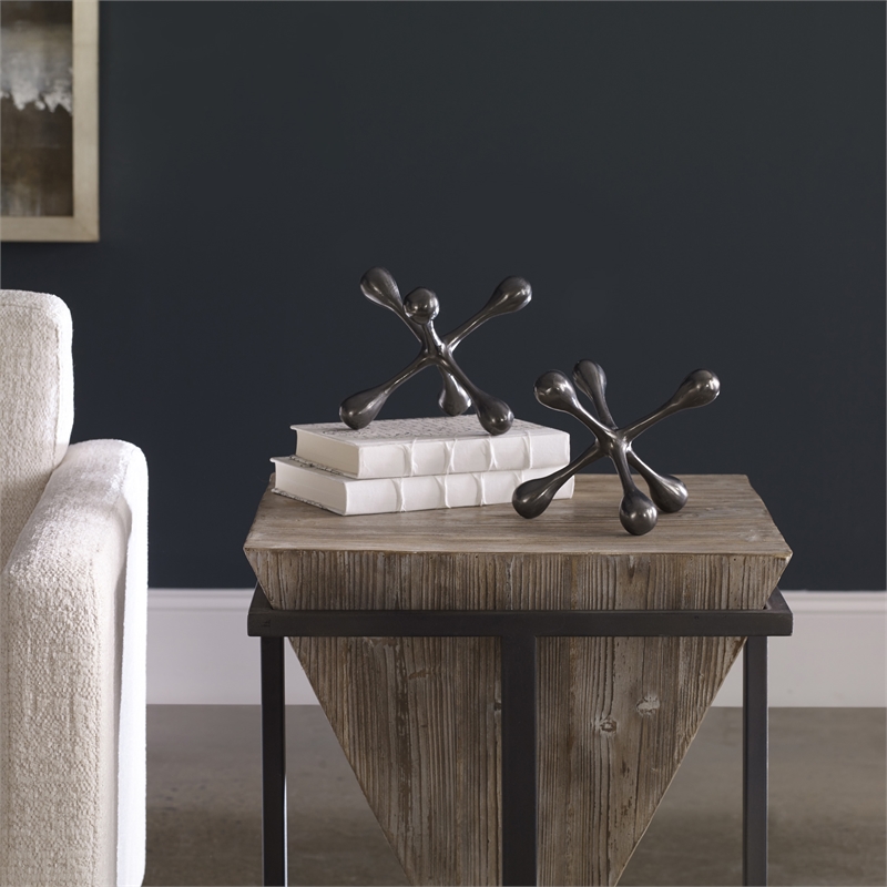 Uttermost Harlan Contemporary Aluminum Objects in Black Nickel/Gray (Set of 2)
