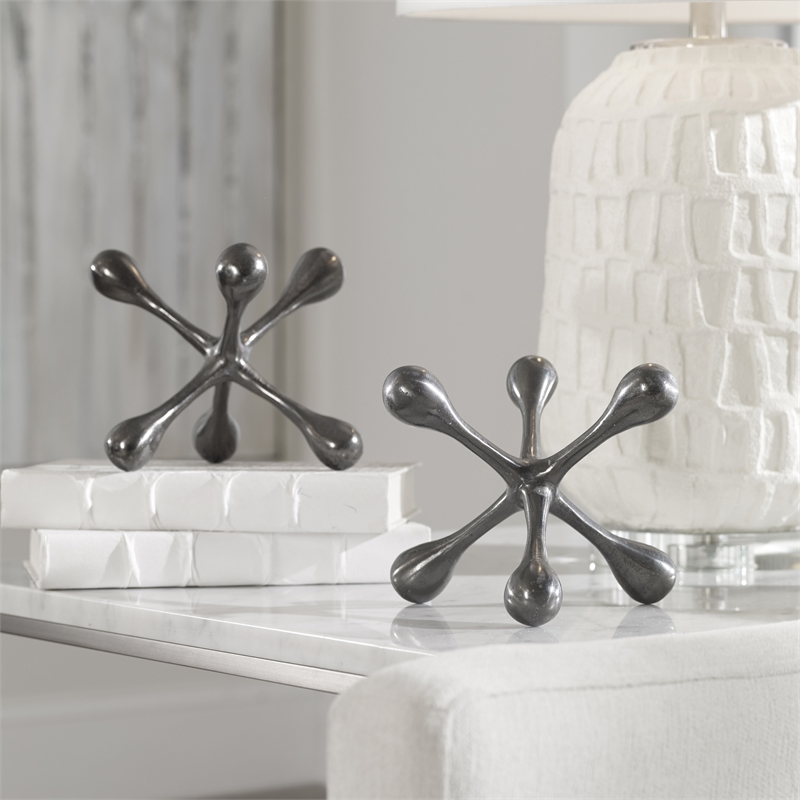 Uttermost Harlan Contemporary Aluminum Objects in Black Nickel/Gray (Set of 2)